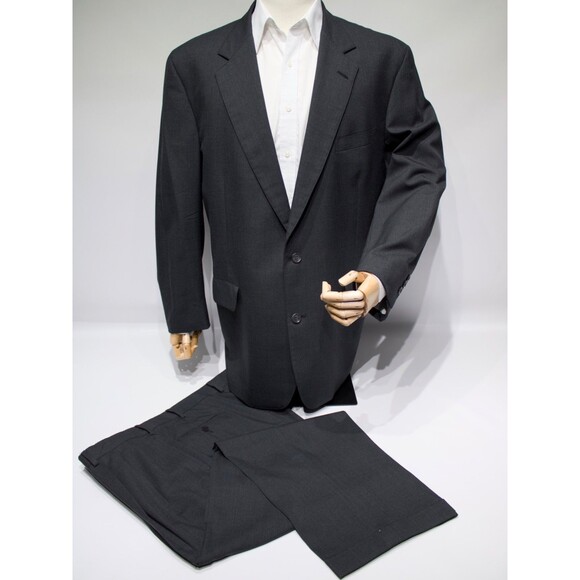 VTG USA Brooks Brothers Black 100% Wool BrooksEase Suit Men 46L (Pants 43Wx30L)